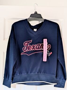 Official NFL Texans Navy V-Neck Sweatshirt